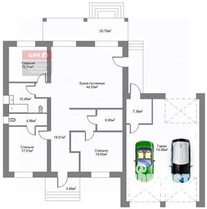 Дом 224м², 1-этажный, участок 10 сот.
