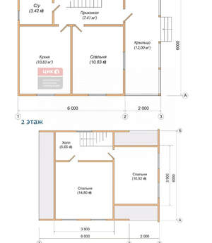 Дом 65м², 2-этажный, участок 6 сот.  
