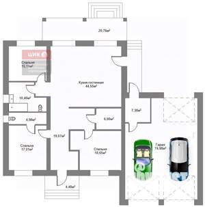 Дом 224м², 1-этажный, участок 10 сот.  