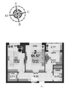 2-к квартира, на длительный срок, 55м2, 22/33 этаж