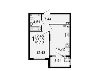 1-к квартира, на длительный срок, 43м2, 13/15 этаж
