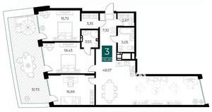 3-к квартира, вторичка, 131м2, 3/13 этаж