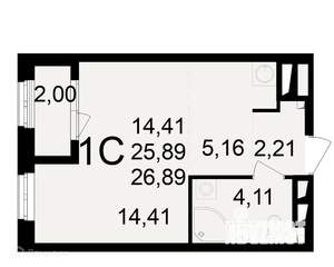 1-к квартира, вторичка, 27м2, 23/24 этаж