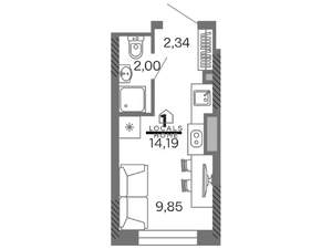 Студия квартира, вторичка, 14м2, 19/25 этаж