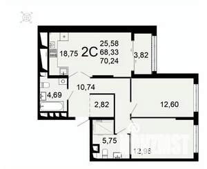 2-к квартира, вторичка, 70м2, 10/26 этаж