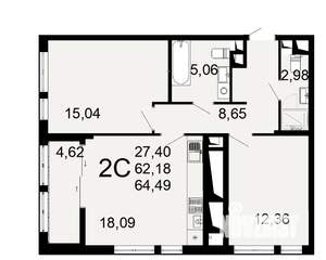 2-к квартира, вторичка, 62м2, 21/26 этаж