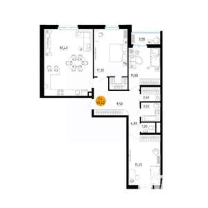 3-к квартира, вторичка, 99м2, 3/25 этаж