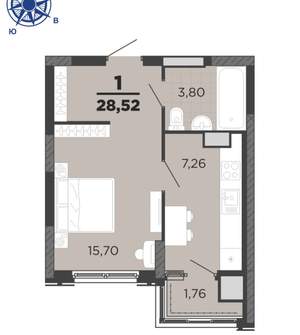 1-к квартира, вторичка, 28м2, 8/25 этаж