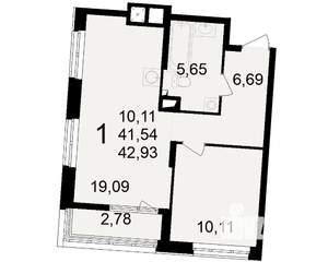 1-к квартира, вторичка, 42м2, 2/23 этаж