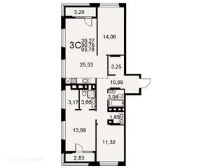 3-к квартира, вторичка, 93м2, 14/26 этаж