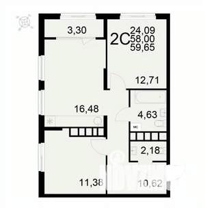 2-к квартира, вторичка, 60м2, 11/22 этаж