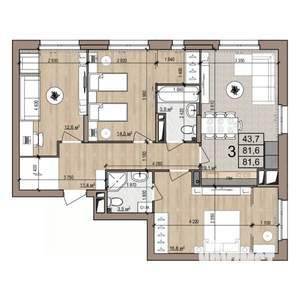 3-к квартира, строящийся дом, 82м2, 5/25 этаж