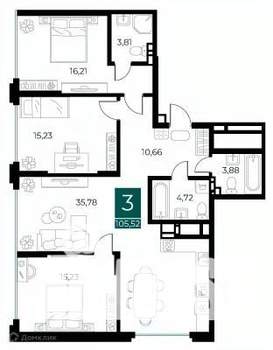 3-к квартира, вторичка, 106м2, 3/14 этаж