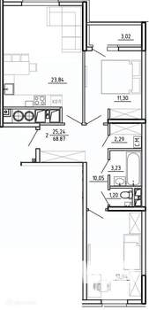 2-к квартира, вторичка, 69м2, 14/26 этаж