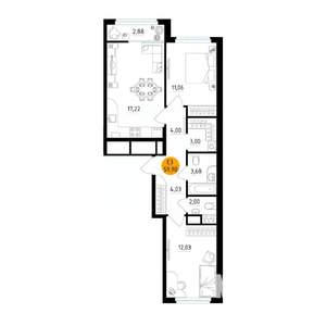 2-к квартира, вторичка, 60м2, 12/25 этаж