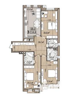 3-к квартира, вторичка, 115м2, 2/4 этаж