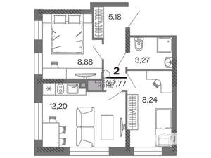 2-к квартира, вторичка, 38м2, 23/25 этаж