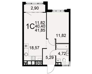 1-к квартира, вторичка, 40м2, 7/10 этаж