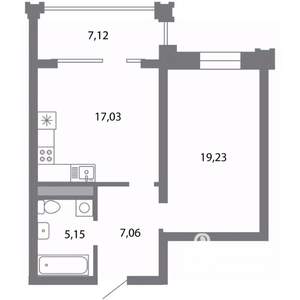 1-к квартира, строящийся дом, 52м2, 4/5 этаж