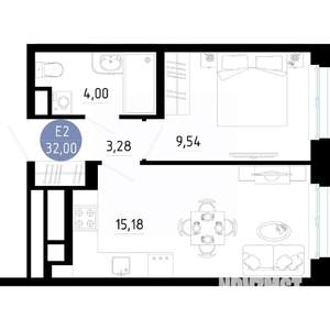 1-к квартира, вторичка, 32м2, 10/14 этаж