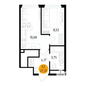 1-к квартира, вторичка, 27м2, 10/25 этаж