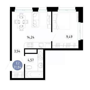 1-к квартира, вторичка, 32м2, 3/14 этаж