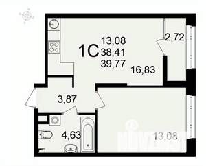 1-к квартира, вторичка, 40м2, 1/26 этаж