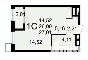 1-к квартира, вторичка, 28м2, 4/24 этаж