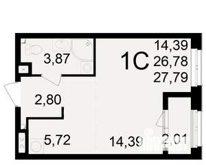 1-к квартира, вторичка, 27м2, 1/23 этаж