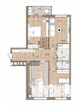 3-к квартира, вторичка, 85м2, 1/17 этаж