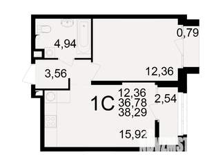 1-к квартира, вторичка, 37м2, 3/25 этаж