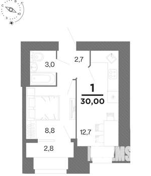 1-к квартира, вторичка, 30м2, 15/16 этаж