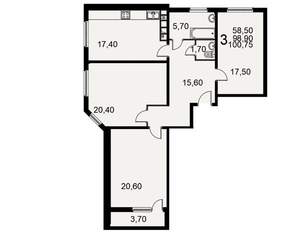 3-к квартира, вторичка, 99м2, 10/17 этаж