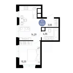 1-к квартира, вторичка, 32м2, 8/14 этаж