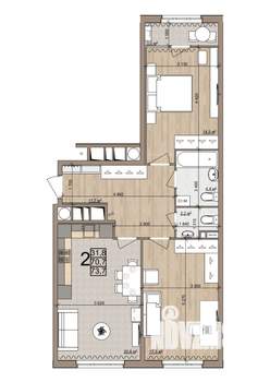 2-к квартира, вторичка, 74м2, 22/25 этаж