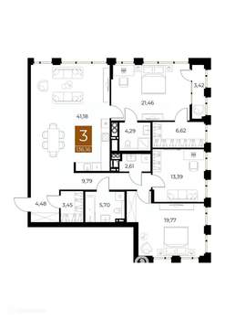 3-к квартира, вторичка, 136м2, 3/9 этаж