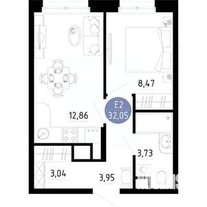 1-к квартира, вторичка, 32м2, 5/14 этаж
