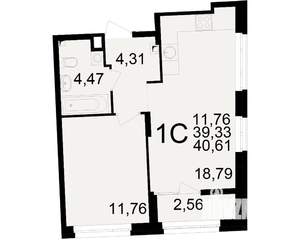1-к квартира, вторичка, 39м2, 2/25 этаж