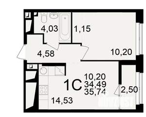 1-к квартира, вторичка, 34м2, 16/25 этаж