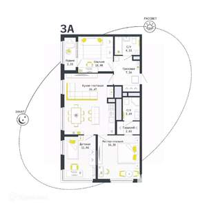 3-к квартира, вторичка, 85м2, 24/26 этаж