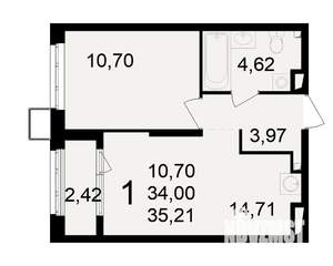 1-к квартира, вторичка, 34м2, 2/23 этаж