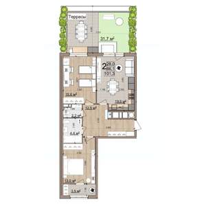 2-к квартира, вторичка, 101м2, 1/25 этаж