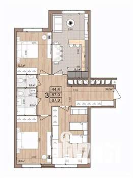 3-к квартира, вторичка, 87м2, 1/17 этаж