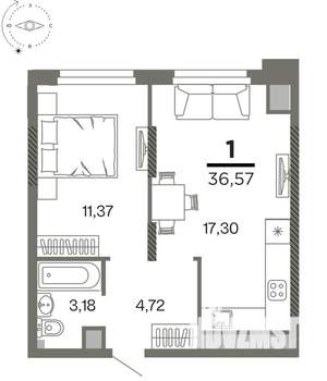 1-к квартира, вторичка, 37м2, 4/26 этаж