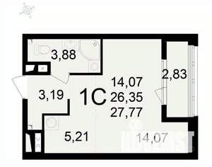 1-к квартира, вторичка, 28м2, 16/24 этаж