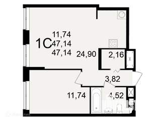 1-к квартира, вторичка, 47м2, 1/11 этаж