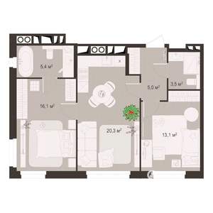 2-к квартира, строящийся дом, 63м2, 4/8 этаж