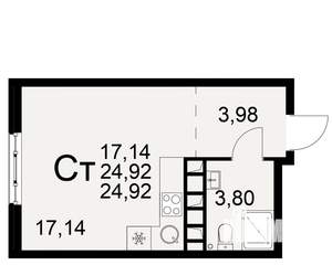 1-к квартира, вторичка, 25м2, 22/22 этаж