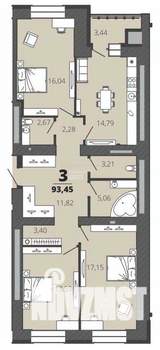 3-к квартира, вторичка, 93м2, 9/16 этаж