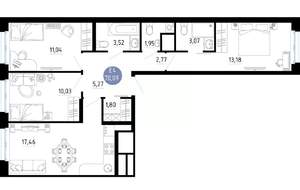 3-к квартира, вторичка, 70м2, 7/14 этаж
